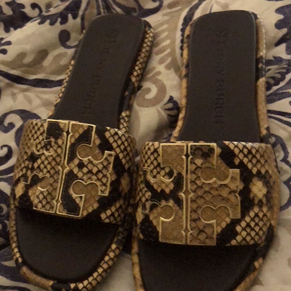 Tory Burch Black and Tan Sandals